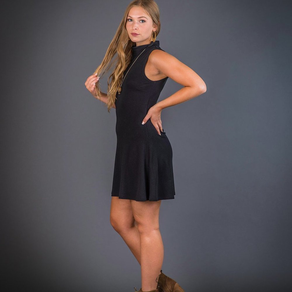 SOLD OUT  - Eco Friendly - Turtle Neck Dress - Black - Picture 2 of 4